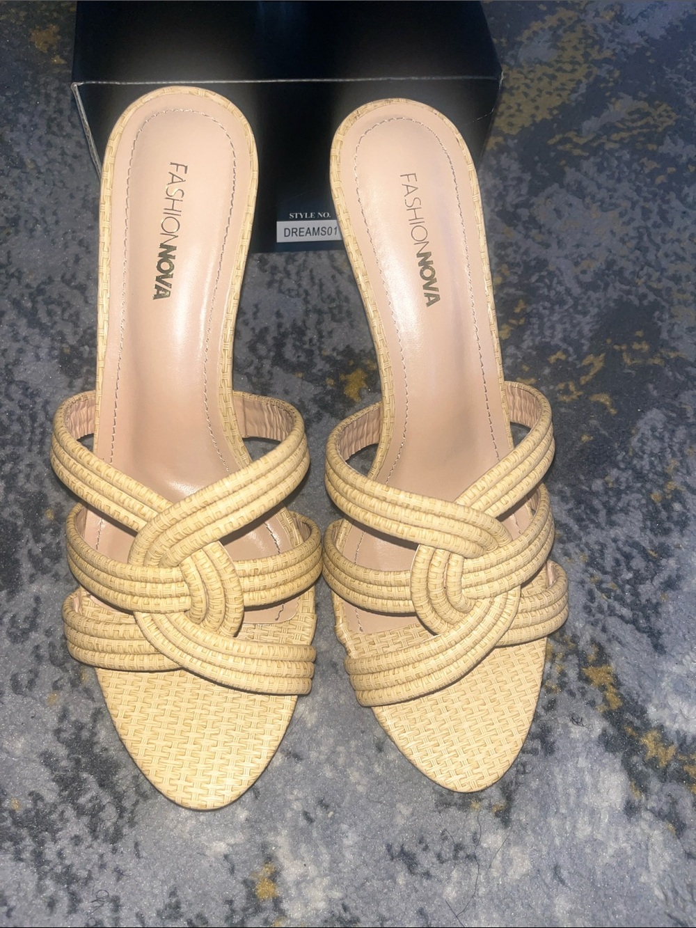 Fashion Nova Tan Braided Slide Mules